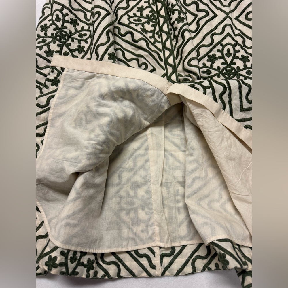 Sézane Silvana dress in a green geometric pattern ecru green - Picture 12 of 16